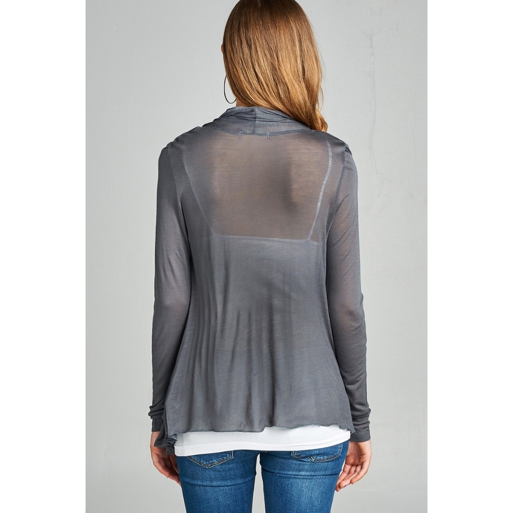 Turquoise Flyaway Pocket Draped Cardigan - Picture 3 of 3